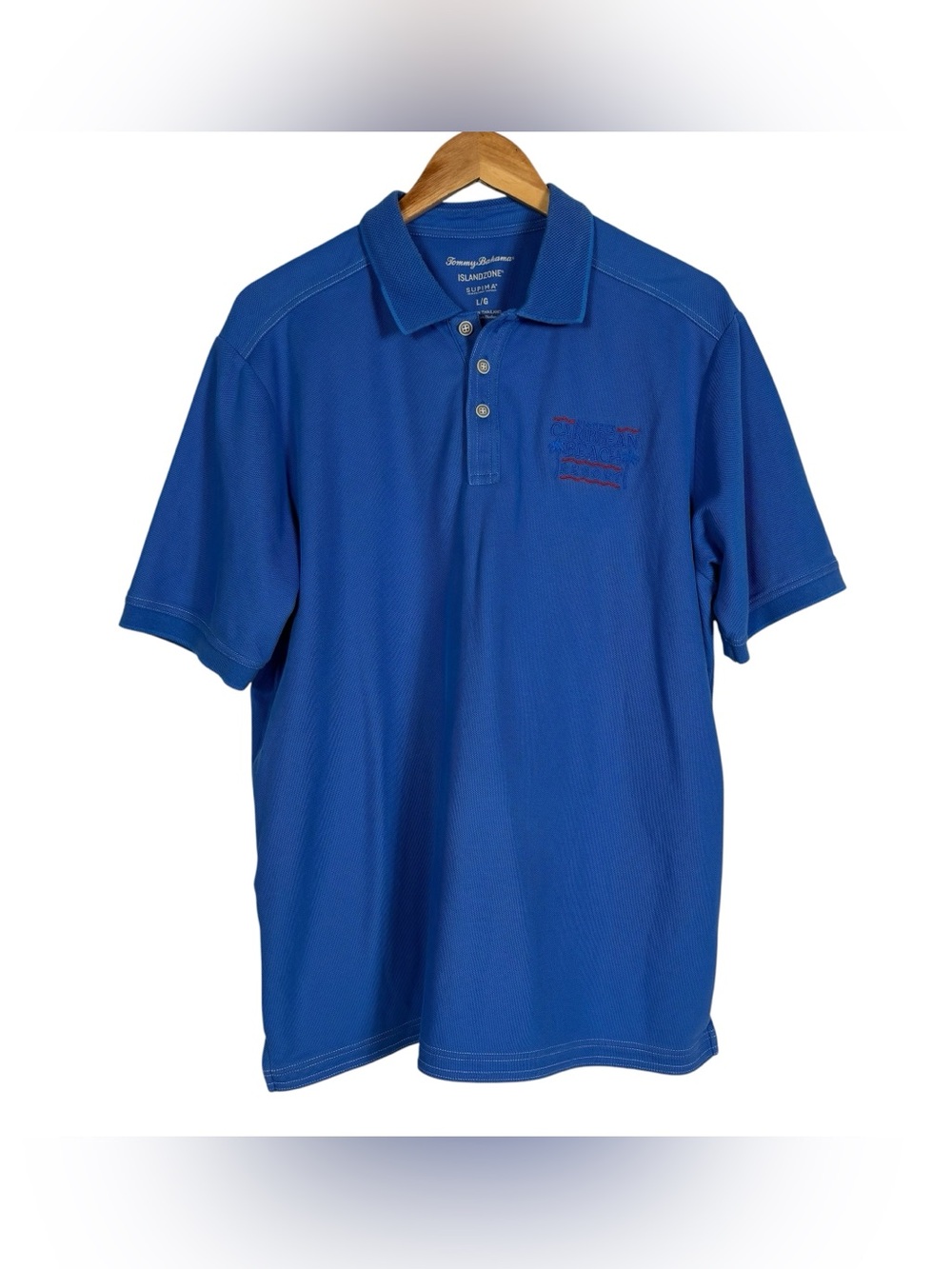 Tommy Bahama Disney's Caribbean Beach Blue Polo Golf Shirt Supima Men's Large